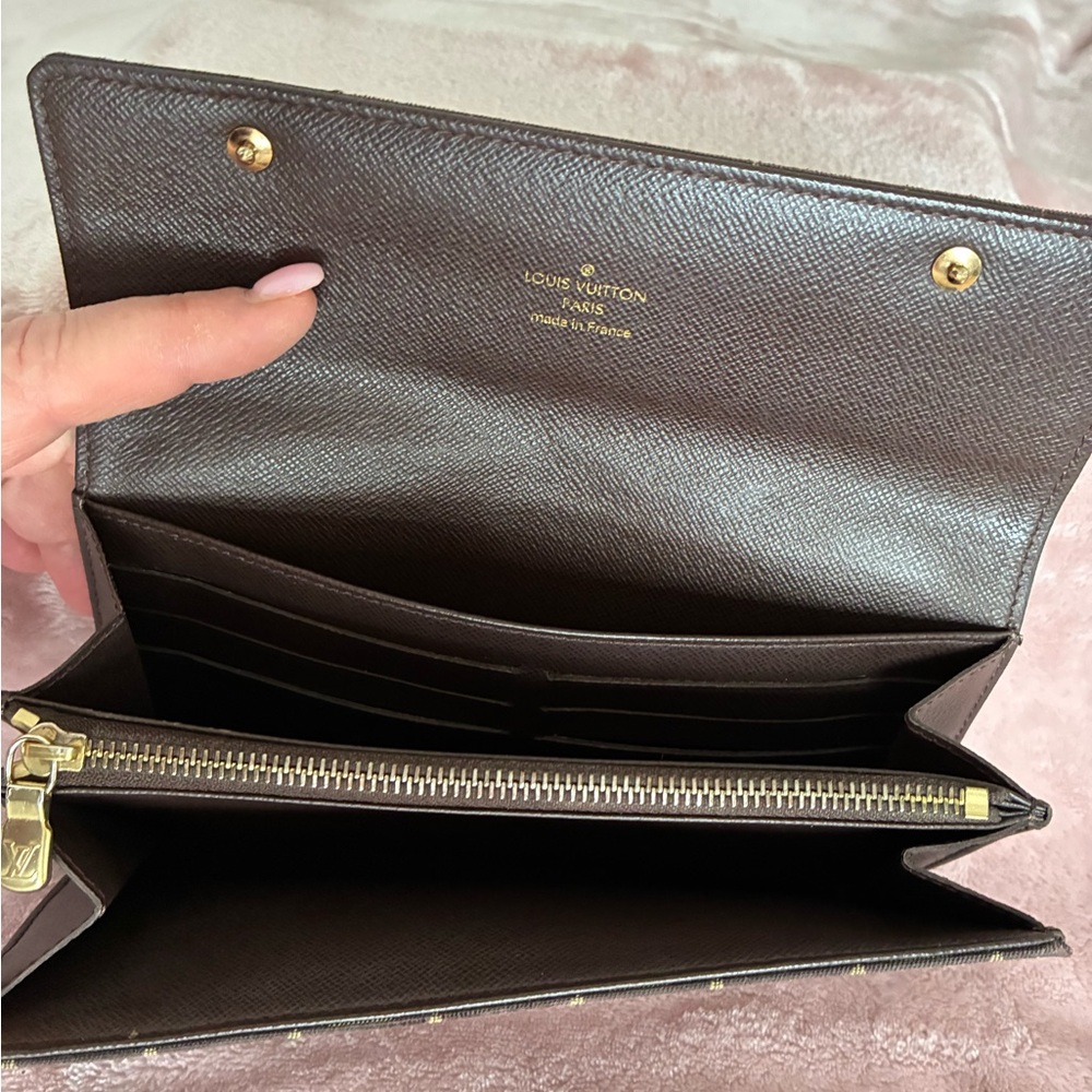 Authentic Louis Vuitton Classic Monogram Brown Denim Wallet ~ Vintage - Picture 6 of 16